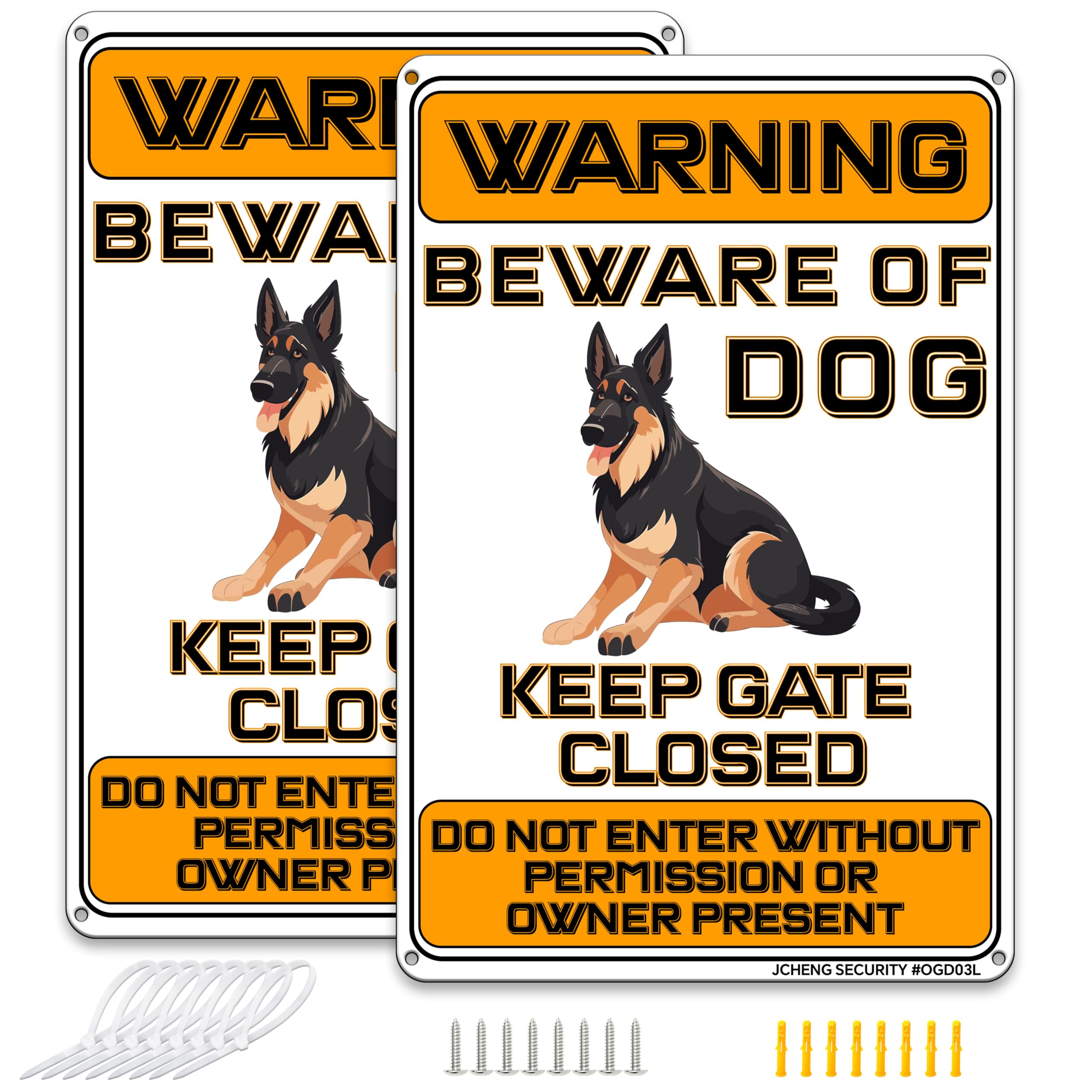 Beware of Dog Signs Aluminum Sign 12x8 Inch 2pack with Mounting Hardware for Home Farm Yard Garden Wall Decor Do Not Enter Keep Out Sign Orange