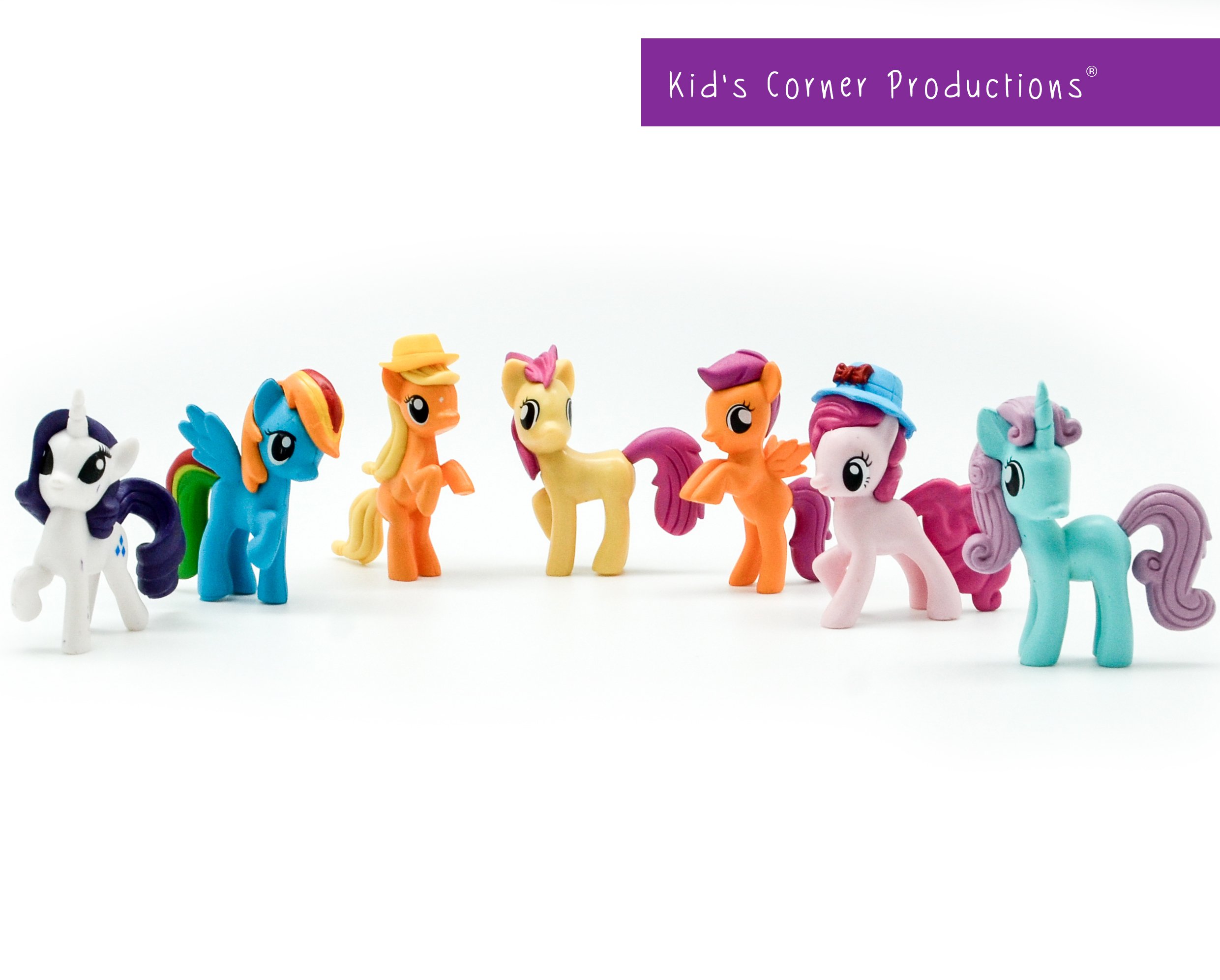 Kids Corner Productions - My Little Pony Party Bag Set of 12 Mini Figures, Cute Figures of Pinky Pie, Rainbow Dash, Rarity with Spike and many more Magic Figures