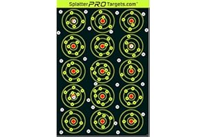 12x18 Splatter Targets. Made in Canada. Shots Burst with Bright Fluorescent Yellow Halo Upon Impact. Instantly See Your Shots