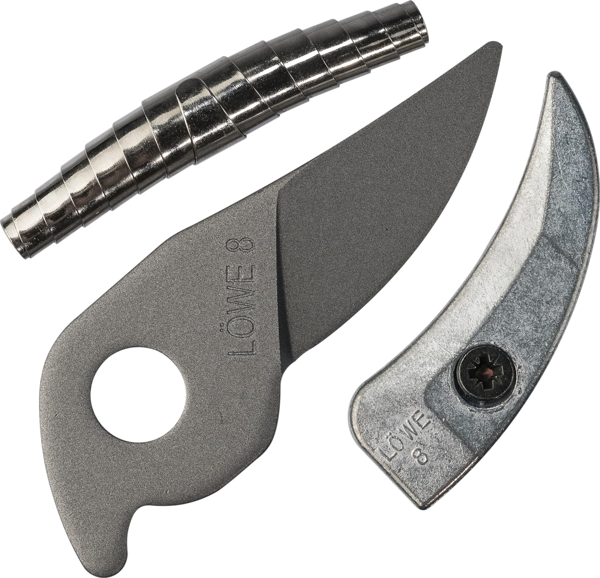 Original LÖWE Replacement Parts Set 8.007 Replacement Parts for Anvil Secateurs - 5 Piece Set of Replacement Blade Replacement Anvil Replacement Spring Screws for Anvil Shears with Bypass Geometry 8.104 8.107 8.109