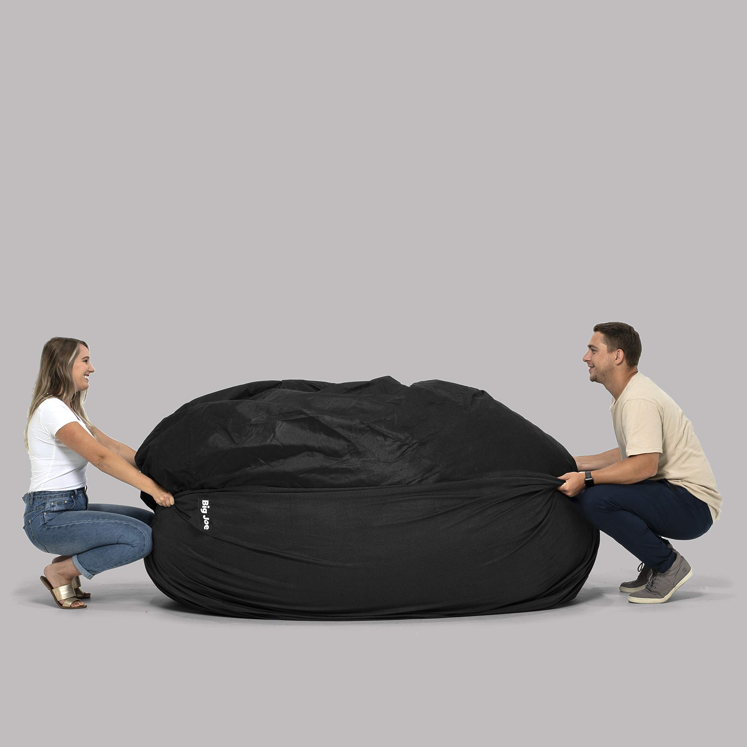 Big Joe Lenox Large Fuf Foam-Filled Bean Bag Chair, Removable Cover, Black
