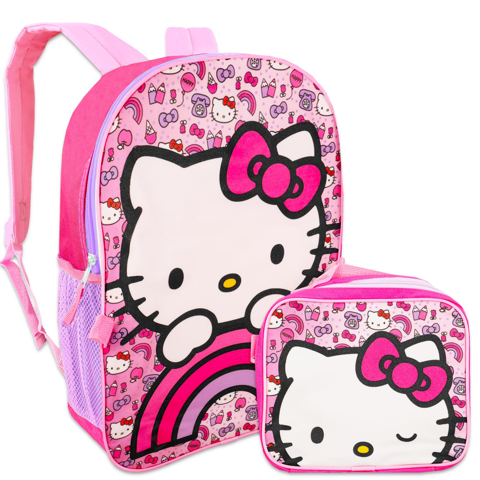 Hello Kitty Backpack with Lunch Bag 5 Pc Set of 16