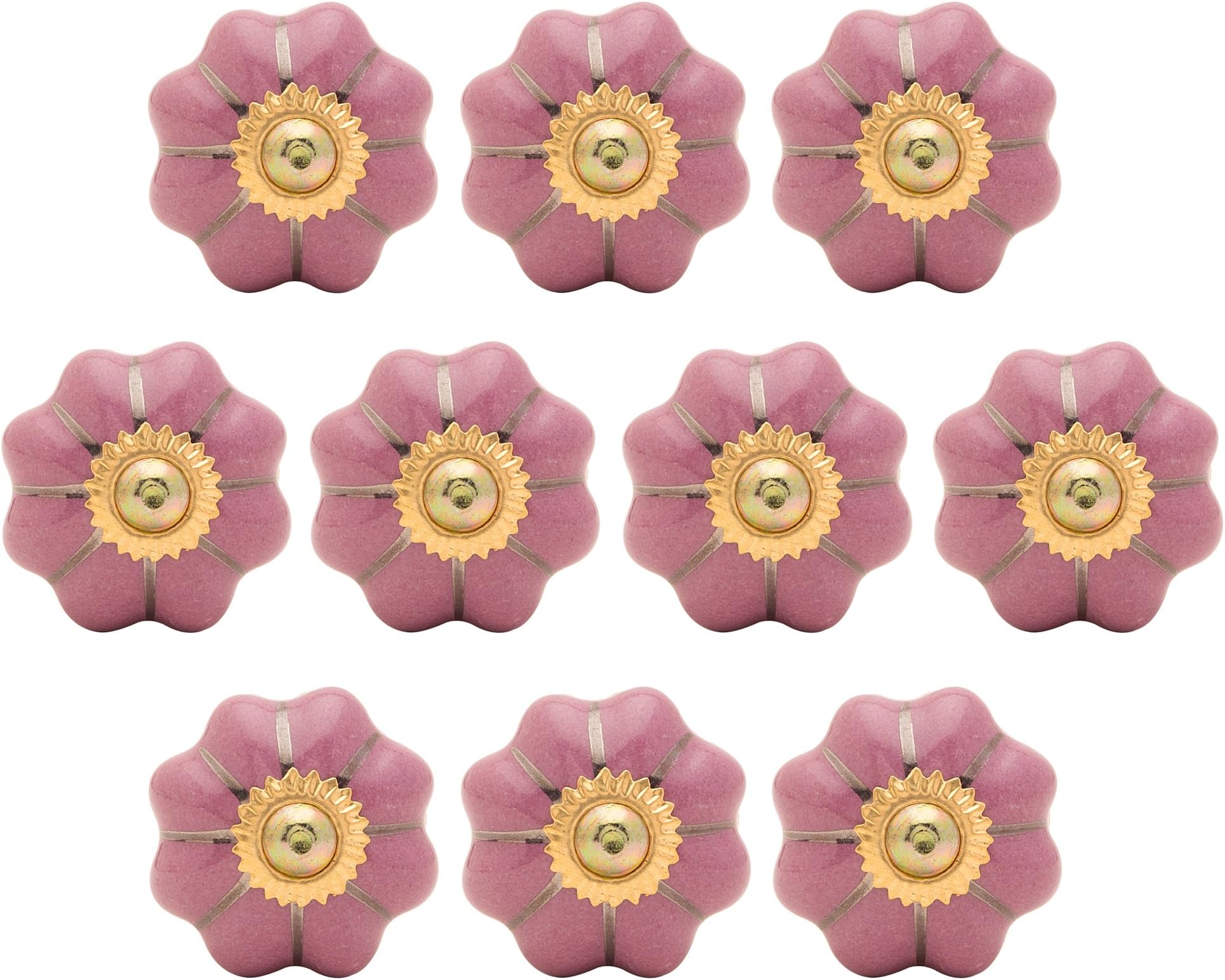 KNOBS CART's Purple Gold Border Design Casual Door Knob (4x2.25x2.25) Pack of 10 Purple Colored Knob