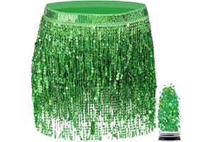 Funcredible Mini Skirt - Sequin Sparkly Skirt - Hula Skirt - Holographic Tassel Skirts