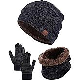 AWAYTR Kids Winter Hat Gloves Scraf Sets, Beanie for Boys Girls Toch Scree Gloves Neck Warmer for Toddler