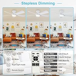 Depuley Modern Ceiling Fan with Light: 42-Inch