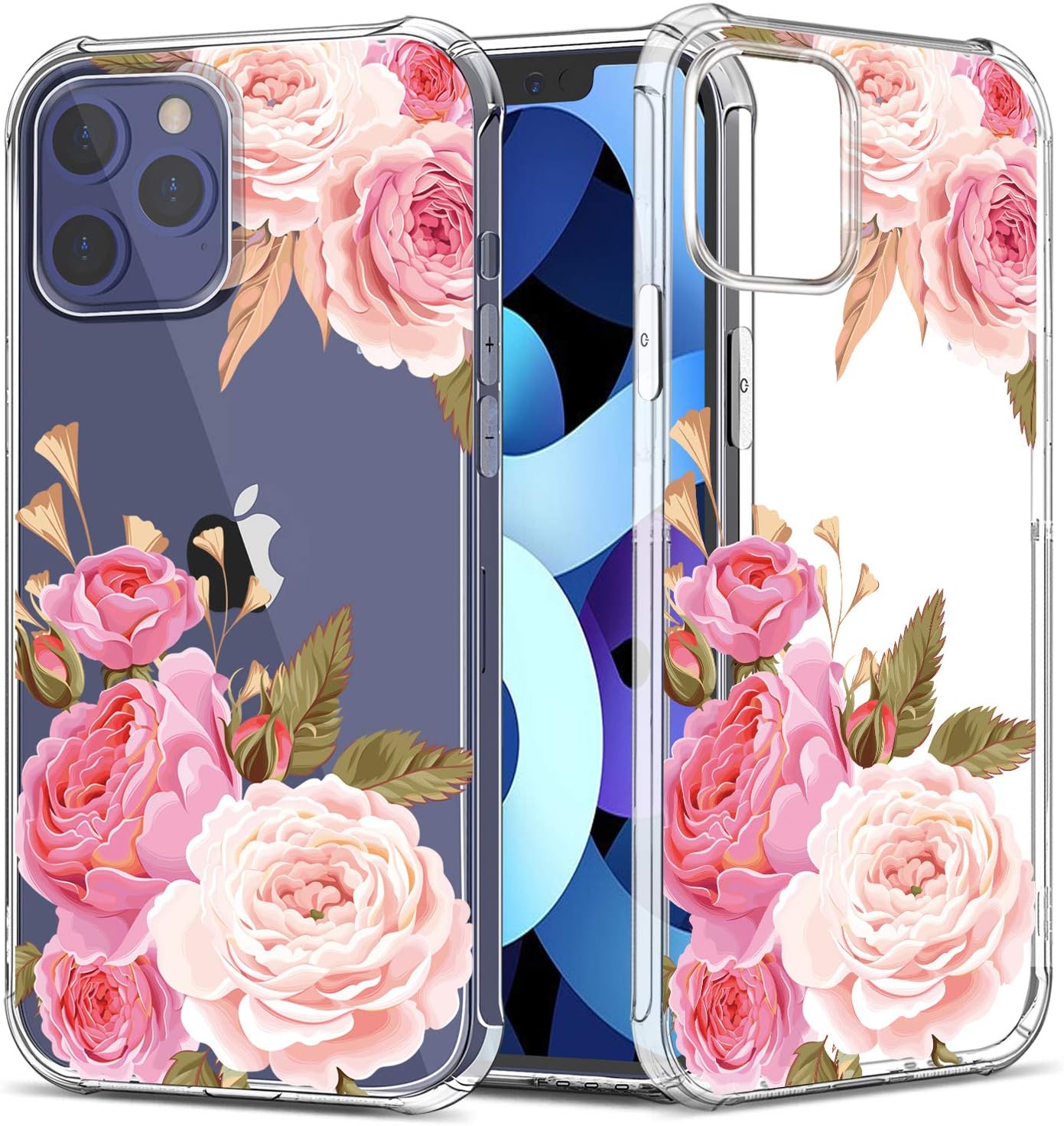 GREATRULY Floral Clear Pretty Phone Case for iPhone 12