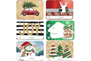 PARTY FUNNY 80-Count Large Foil Christmas Gift Tag Stickers, 8 Large Designs - Xmas to and from Christmas Name Tags for Wrapping-Holiday Present self-Adhesive Gift Labels