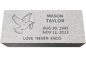 Custom Granite gravestones headstones for Graves 16x8x3 Cemetery Grass Marker- for Loved Ones Engraved Immortal Memory, Etern