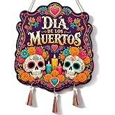 Day Of The Dead Día De Muertos Decorations Wood Sign Mexican Home Decor | Mexican Day of the Dead Decorations for Front Door Porch Window Wall Hanging