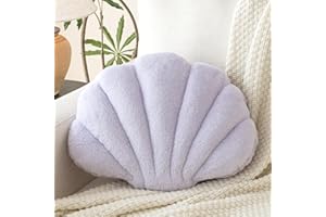 Znhinery Shell Pillow, Seashell Throw Pillow with Soft Rabbit Plush for Couch Bed, Shell Shaped Decorative Ocean Pillow Stylish Beach Cushion Room Decor Aesthetic for Bedroom Livingroom