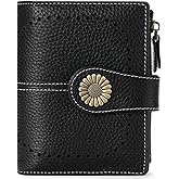 SENDEFN Small Womens Wallet Leather Bifold Card Holder RFID Blocking with Zipper Coin Pocket