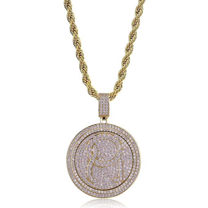 LC8 Jewelry Rapper Migos XO QC Rotatable Double disc Necklace,Hip Hop