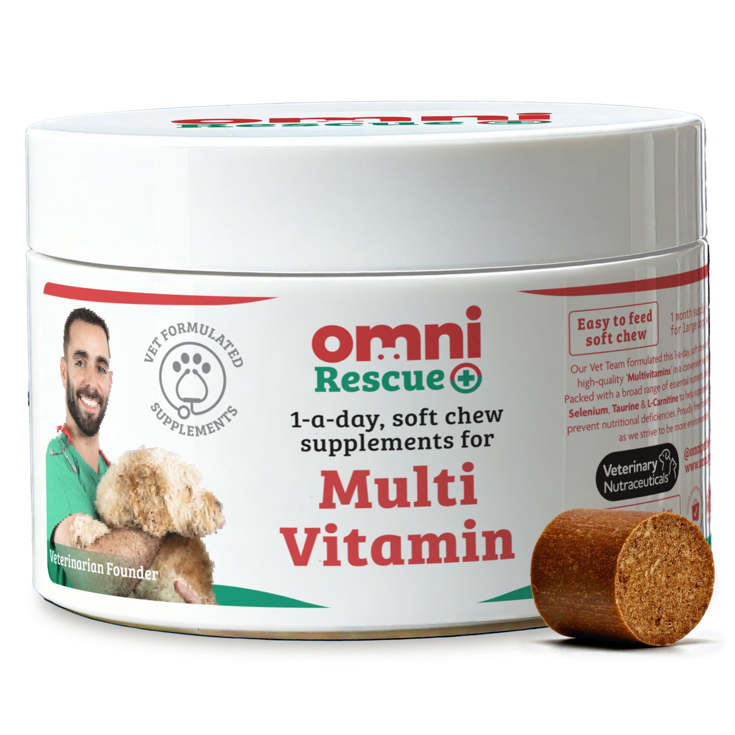 Omni Dog Supplements - Dragons’ Den Winners One-a-Day Multi-Vitamin Dog Chews, Supplement Home Cooked Diet, Nutrients and Vitamins to Prevent Nutritional Deficiencies, 30 Servings, Small 0-15 Kg