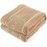 CloudDwelling Chenille Knit Throw Blanket Fluffy Fuzzy Soft Lightweight Cozy Farmhouse Chunky Knitted Throws for Couch Sofa Bed (Camel, 60"x80")