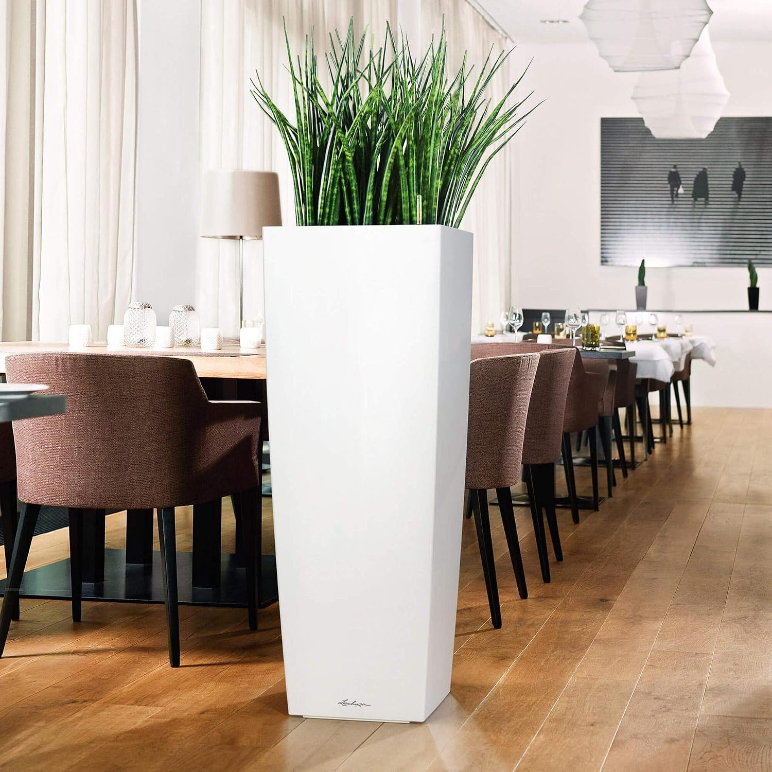 LECHUZA CUBICO Alto Premium 40 white high gloss 18230, High Gloss White, 40 cm - Image 5