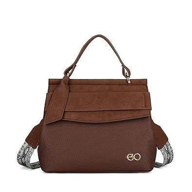 E2O Solid Brown Satchel With Long Belt