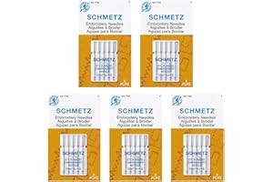 SCHMETZ Embroidery Sewing Machine Needles - Precision Needles, Assorted Sizes, 5- Needle Cards, Pack of 5