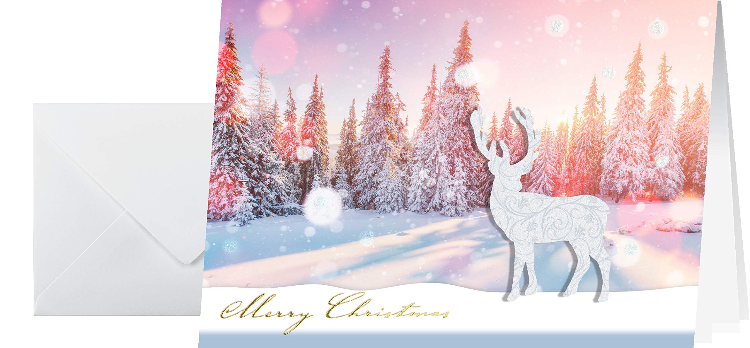 SIGEL DS066 Christmas cards 2 folds, 10.5 x 14.8 cm, White and rosé, 10 Pieces + 10 White envelopes included, easy to print
