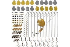 AGOOL Fishing Lure Making Kit Spinner Making Kit Fishing Spoon Rigs Spinnerbaits DIY Acceessoires Shaft Spinner Blade Clevis Treble Hooks Fishing Spinner Blade Beads Craft Fishing Lure Making Gear