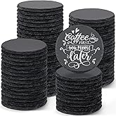 72 PCS Round Slate Coasters Bulk, MAPRIAL 4 Inch Black Handmade Rustic Rock Stone Drink Coaster for Laser Engraving, Etching, Engravable Blanks Material for Engraver, Crafts, Gifts