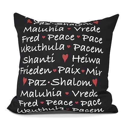 Amazon Com E By Design Phw980bk4 18 Peace Decorative Word Throw