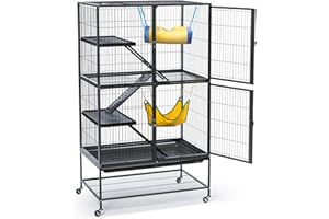 Prevue Pet Products Feisty Ferret Home with Stand, Black Hammertone with Hammock and Suede Ferret Tunnel 485