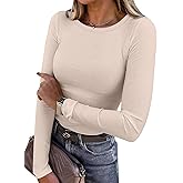 ANRABESS Women Long Sleeve Shirts Rib Knit Slim Fit Tops Basic Tee 2025 Fall Outfits Casual T-Shirt Underscrubs Layer Clothes