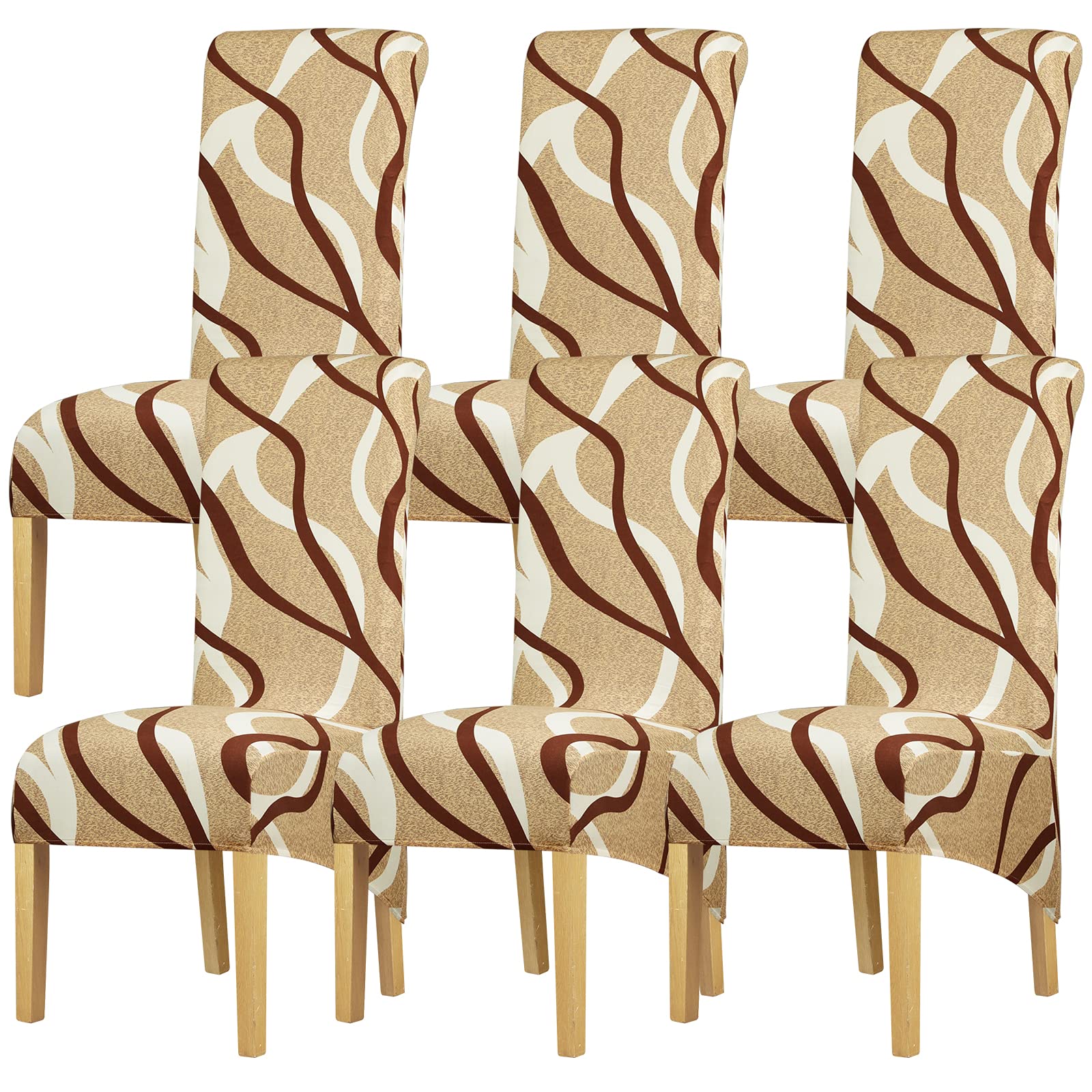 Leorate XL Size Chair Protector Large Thick Chair Cover Stretch Printing Chair Protector Dining Kitchen Home Chair Slipcover Color-845 Pack of 6 — image 1