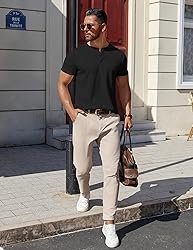 COOFANDY Tee Shirts Cotton Mens Shirts Henley