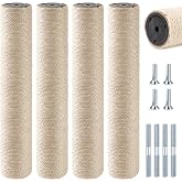 4 Pack M8 Cat Scratching Post Replacement, 15.7 in Sisal Posts | Natural Sisal Rope, Thick Cardboard Core, Includes M8 Screws/Bolts, Easy Install, Helps Protect Furniture