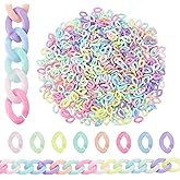 PH PandaHall Acrylic Linking Rings, 800pcs 8 Colors Oval Quick Link Connectors Open Linking Rings Candy Colors Link Ring for DIY Purse Eyeglass Jean Pocket Chain Lanyard Trouser Chain Phone Strap