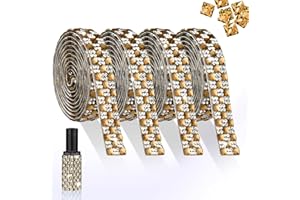 JYUKAN 4 Yards Rhinestones Ribbon Self Adhesive Gold Crystal Rhinestone Strip with 4MM Square Gems Bling Rhinestones Tape Roll for DIY Bedazzling Craft, Car, Wedding, Home Decoration