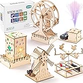Stem Toys for Kids 8-10, 5 Individual DIY Science Kits, Wood Arts And Crafts Educational Building Toys for Kids Age 6 7 8 9 1
