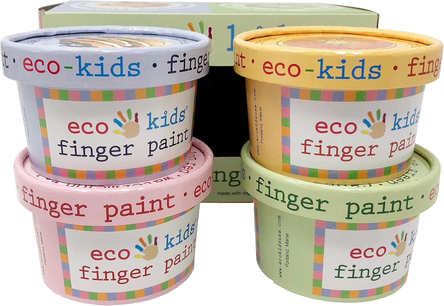 Finger Paint for Kids: Non-Toxic Natural Organic Paint - Safe Art and Craft Product Set of 4 Colors Containers: Home Improvement