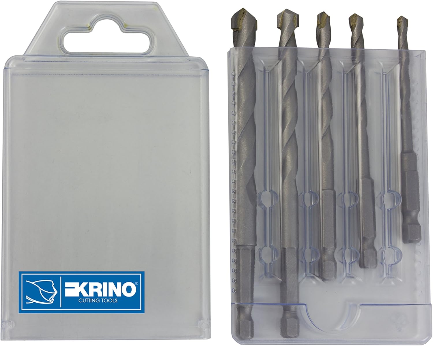 Krino 03057700 - Superior Drill Set including Hexagonal Socket 1/4 for Wall and Concrete - 5 Pieces, Steel