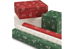 ZICOTO Beautiful Christmas Gift Wrapping Paper Rolls For Small & Medium Size Gifts - Set of 3 Quality Paper Rolls With Cute Designs - Add a Touch of Magic to Every Gift You Wrap - 17 in x 120 in Per Roll