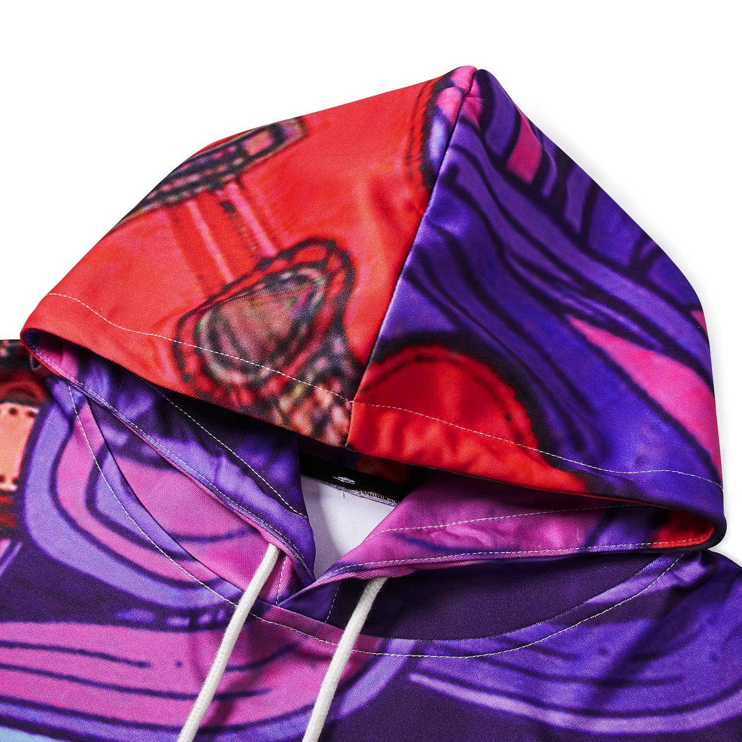 Loveternal Unisex 3D Music Cat Printed Pullover Hoodie Baseball Sweatshirt with Kangaroo Pouch XXL