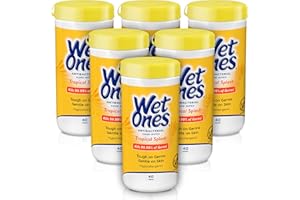 Wet Ones Antibacterial Hand Wipes, Tropical Splash Wipes | Antibacterial Wipes, Hand Sanitizer Wipes, Wet Ones Wipes, 40 ct. Canister (6 pack)