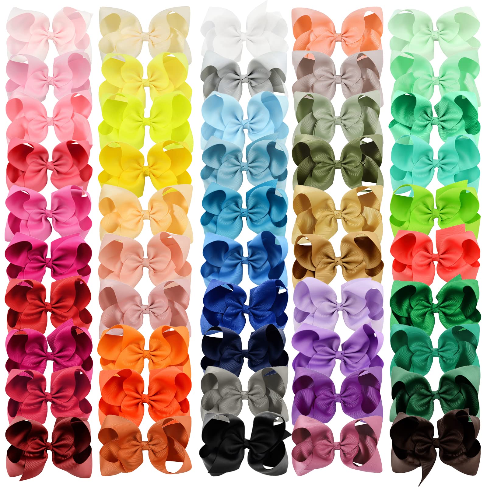 Photo 1 of 50pcs 6 Inches Large Hair Bows Alligator Clips Grosgrain Ribbon Hair Barrettes Accessories for Toddlers Teens School Girls