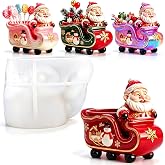 Yelovyeu Christmas Resin Mold, 3D Santa with Sleigh Silicone Planter Mold | Snowman Candle Holder Mold for Epoxy Resin Casting, Succulent Pots, Pen holders, Brush Holder, Home Decor, Plaster, Gifts