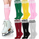 Unittype 6 Pairs Women's Knee High Striped Socks, Thin Athletic Long Tube Socks for Soccer, Basketball, Cheerleading, Roller Skating, Team Uniforms & Daily Wear