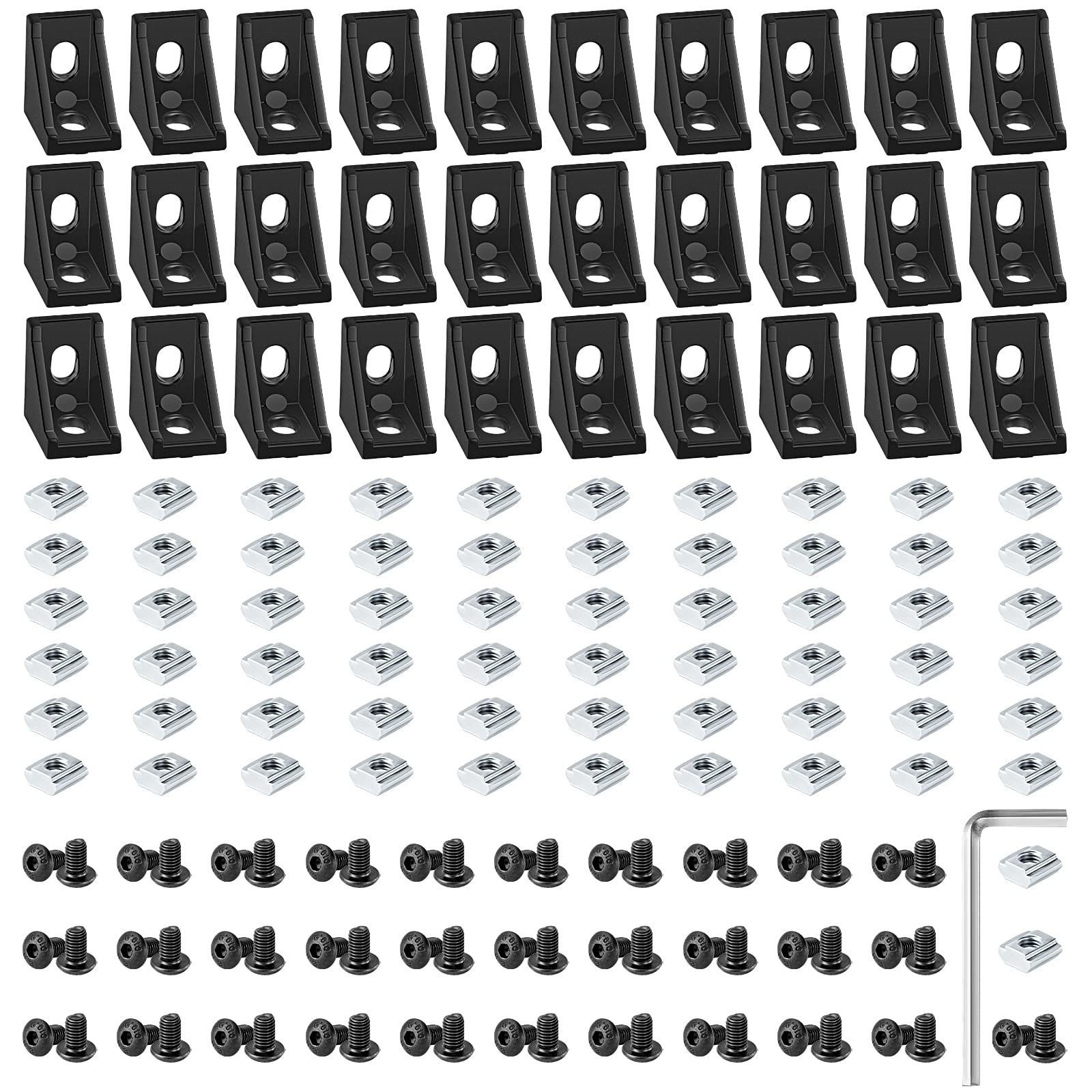 2020 Aluminum Extrusion Hardware 2020 Bracket Yeebyee 2020 Corner Bracket Plate L Shape 5 Hole 90 Degree Outside Joining Plate With M5x8mm Screws And T-Nuts For 20 X 20mm Series Aluminum Extrusion