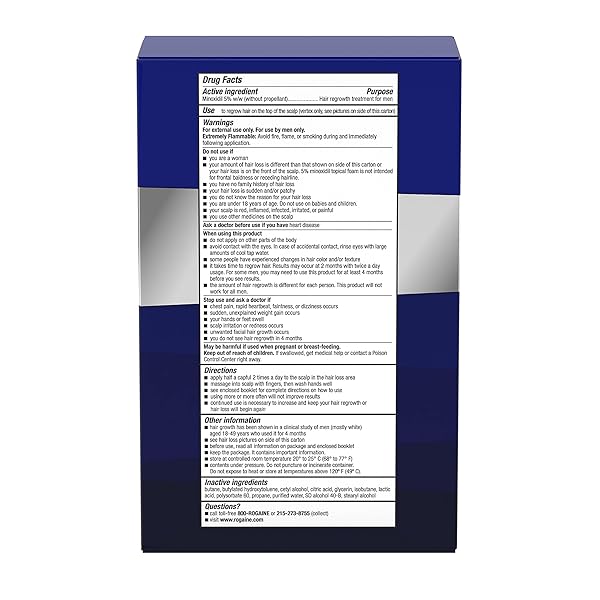 MEN’S ROGAINE 5% MINOXIDIL FOAM FOR HAIR REGROWTH, TOPICAL HAIR LOSS TREATMENT FOR MEN TO REGROW FULLER, THICKER HAIR, UNSCENTED MINOXIDIL TOPICAL AEROSOL, 3-MONTH SUPPLY, 3 X 2.11 OZ