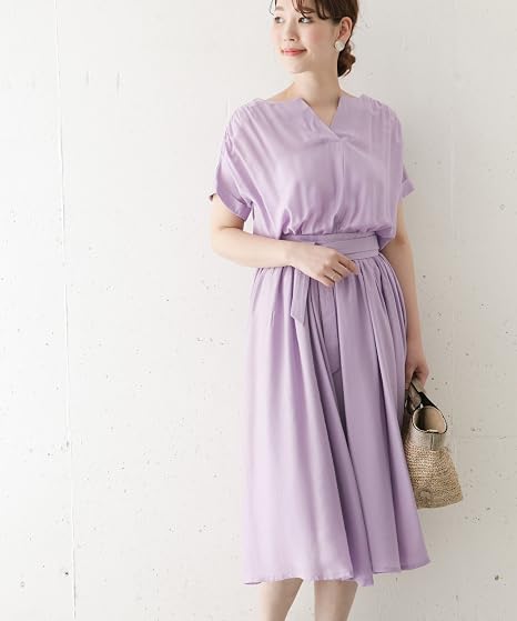 Amazon Co Jp アーバンリサーチ ロッソ Urban Research Rosso キーネックギャザーワンピース Ra85 26b008 Free Khaki 服 ファッション小物
