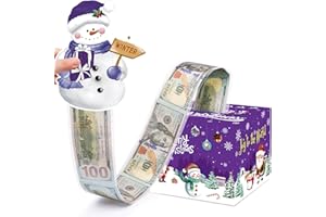 Meiidoshine Purple Christmas Money Boxes for Cash Gift Pull, Surprise Money Holder Cash Gift for Kids Adults, DIY Fun Cash Box for Women Men Girls Boys Mom Dad Friends, Include 50Pcs Transparent Bags