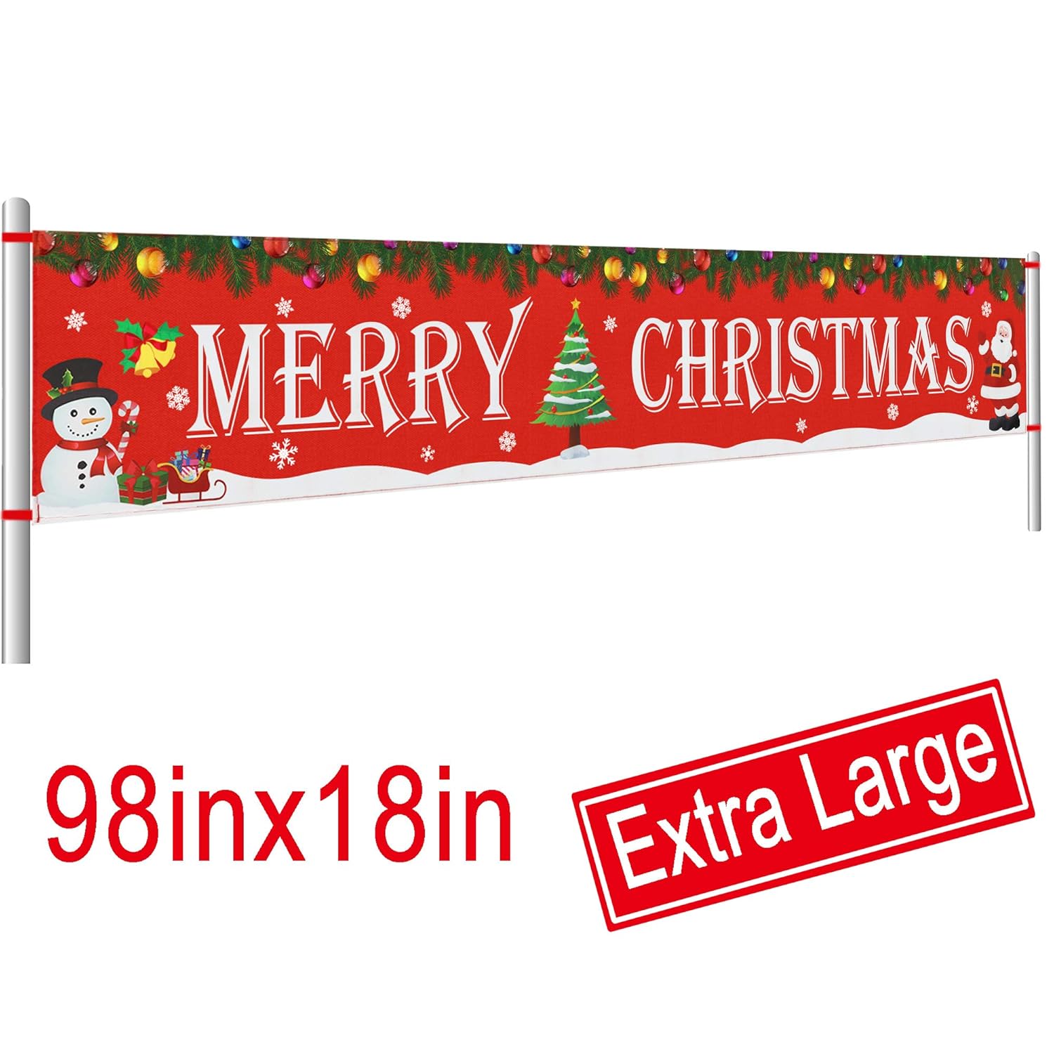 Large Merry Christmas Banner Outdoor Red Christmas Banner Decorations