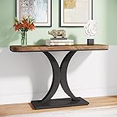 Tribesigns Industrial Console Table, 40 inch Narrow Entryway Foyer Table with Geometric Base, Rustic Hallway Accent Table for