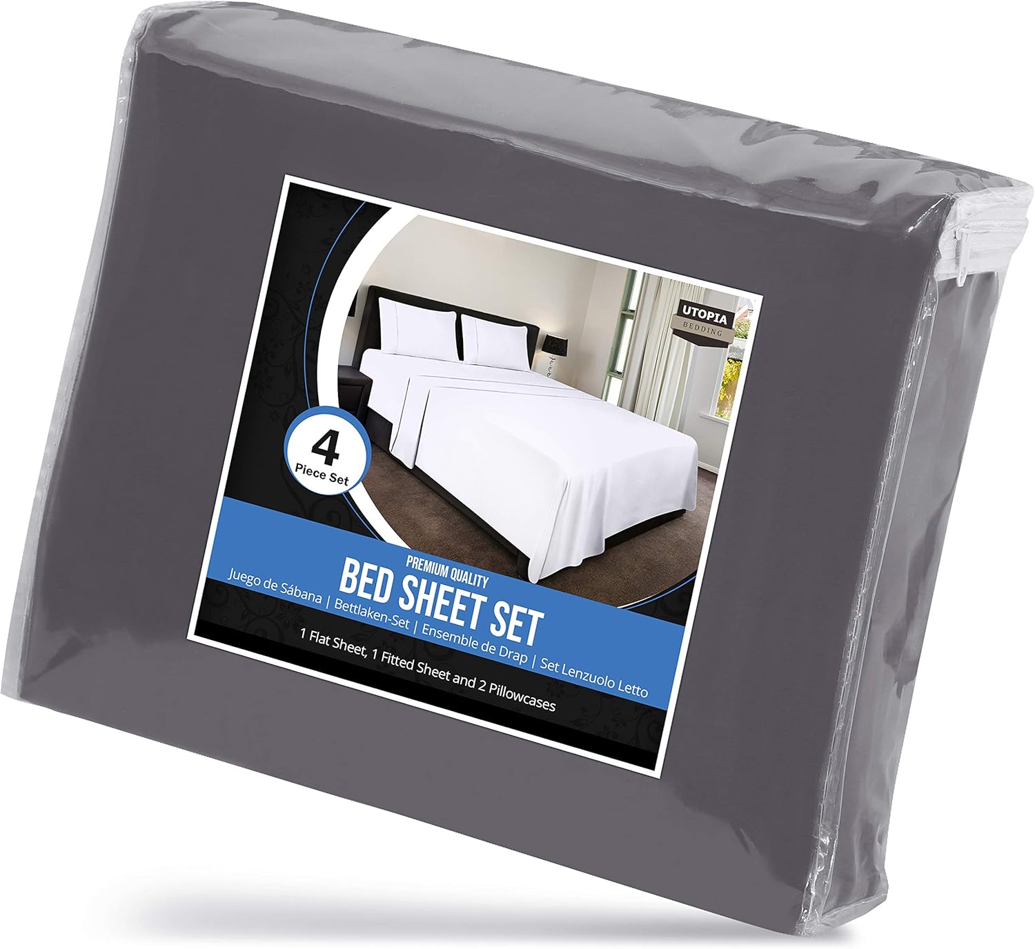 Utopia Bedding Bed Sheet Set - 4 Piece Queen Bedding - Soft Brushed Microfiber Fabric - Shrinkage & Fade Resistant - Easy Care (Queen, Grey): Home & Kitchen