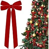 12Pcs Red Velvet Ribbon Bows Christmas Tree Decorations,5in x 10in Xmas Ornaments for Tree Home Party Front Door Wreath Holiday Decor